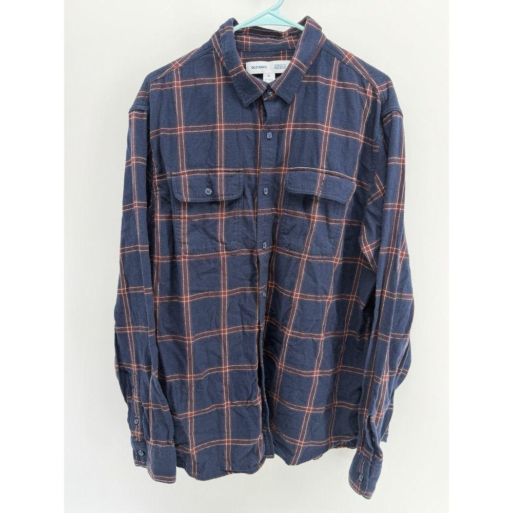 Men's Old Navy Flannel Size XL Blue And Red Long SLEEVED - Picture 6 of 9